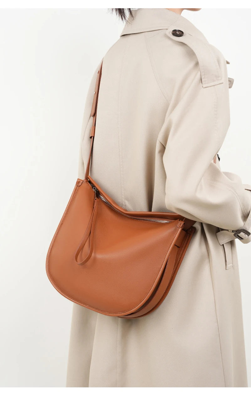 Genuine Leather Women Tote Bag 2025 New Large Capacity Women's Shoulder Bag Luxury Designer Cowhide Crossbody Bags 2522