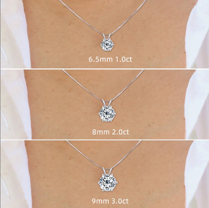 Lnngy Certified 0.5ct–5ct Moissanite Necklace Sparkling Solitaire Lab-Grown Diamond Pendant Necklaces for Women Daily Jewelry