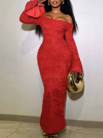 MsChuh Summer 2026 Party Dresses For Woman New Sexy Slim Dress Long Sleeves One Line Neck Vestidos Bodycon Backless Temperament