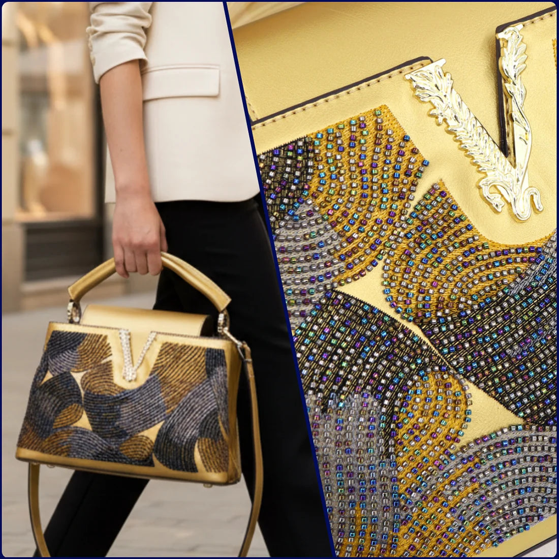 2026 Fashion Ladies Luxury Women's Bag High Quality Unique Bead-embellished Female Bag Cover Bucket Shape Designer Handbag 28 cm