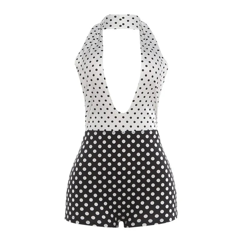2026 Summer Hot Sale Women Sexy Polka Dot Print Bodycon Rompers Female Streetwear 1 Piece Outfit Women's Jumpsuits Playsuits