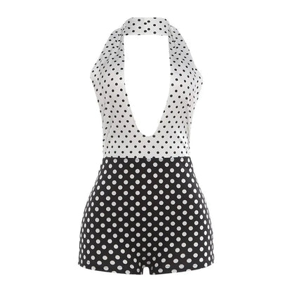 2026 Summer Hot Sale Women Sexy Polka Dot Print Bodycon Rompers Female Streetwear 1 Piece Outfit Women's Jumpsuits Playsuits
