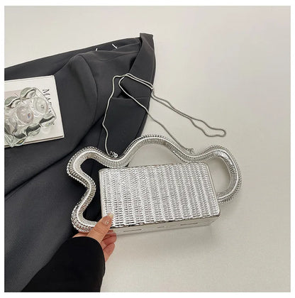 2026 Luxury Designer Women's Shoulder Bags Silver Evening Clutch Bag Trend Clip Party Purse Fashion Crossbody Handbag