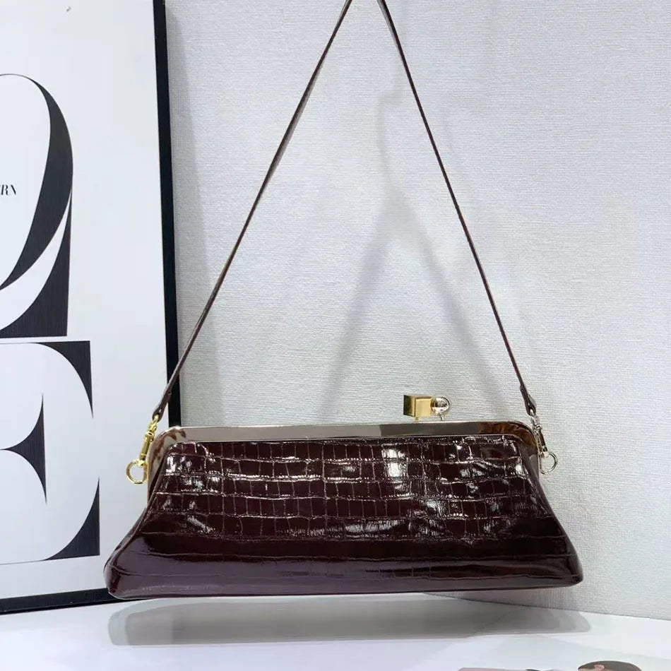 Women Long Armpits Clutch Bag With Removable Shoulder Strap Fashionable Party Bag Luxury Designer Clip Handbag Purses For Ladies