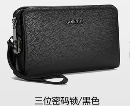 Leather Wallet FL-V1 Men Business Clutch Bag Smart Fingerprint Lock Security Anti Theft Handbag Black Safety Men Wallet сумка 가방