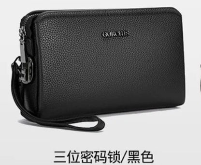 Leather Wallet FL-V1 Men Business Clutch Bag Smart Fingerprint Lock Security Anti Theft Handbag Black Safety Men Wallet сумка 가방