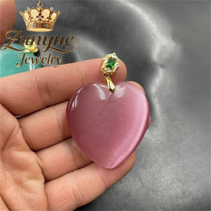 Natural Colorful Cat's Eye Stone Pendant Necklace Elegant Fashion Daily Wear Luxury Quality Fine Jewelry For Women Unisex Gift