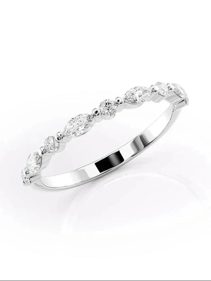 Real 0.18ct Moissanite Diamond Marquise Round Ring for Women 925 Sterling Silver Daily Wear Party High Quality Fine Jewelry