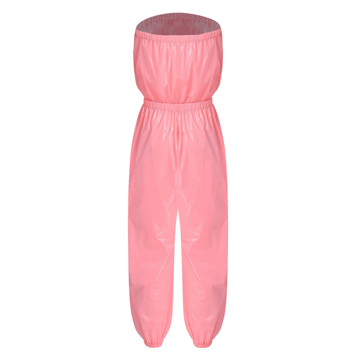Womens Water Resistant Jumpsuit Strapless Bodysuit Glossy Tube Rompers Diaper Cover Elastic Waist Leg Opening Adaptive Clothes