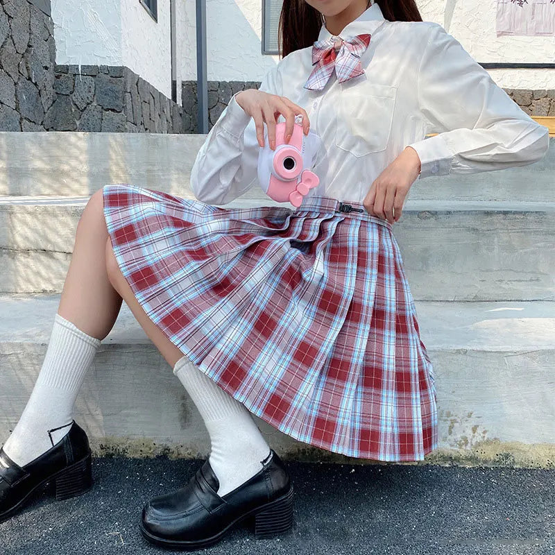 Full Set School Clothes Japanese Style Uniform Long Sleeve Jk Seifuku for Girl High Waist Pleated Skirt Anime Cosplay Schoolgirl