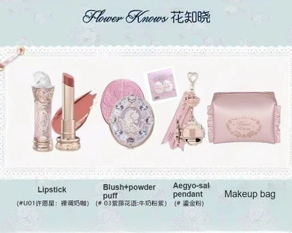 Makeup Flower Knows Set Swan Ballet Series Six Color Eyeshadow Palette Embossed Blusher Shine Lipstick Kit With Bag All In