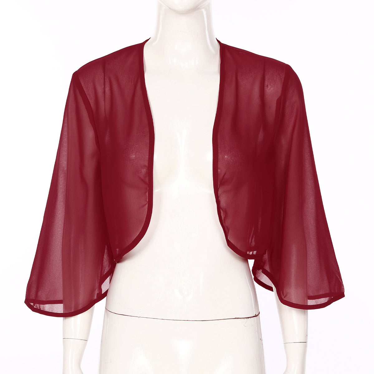 Womens 3/4 Sleeve Chiffon Cardigan Bolero Jacket Summer Elegant Wedding Party Bridal Dress Cover Ups Wraps Shawls Shrug