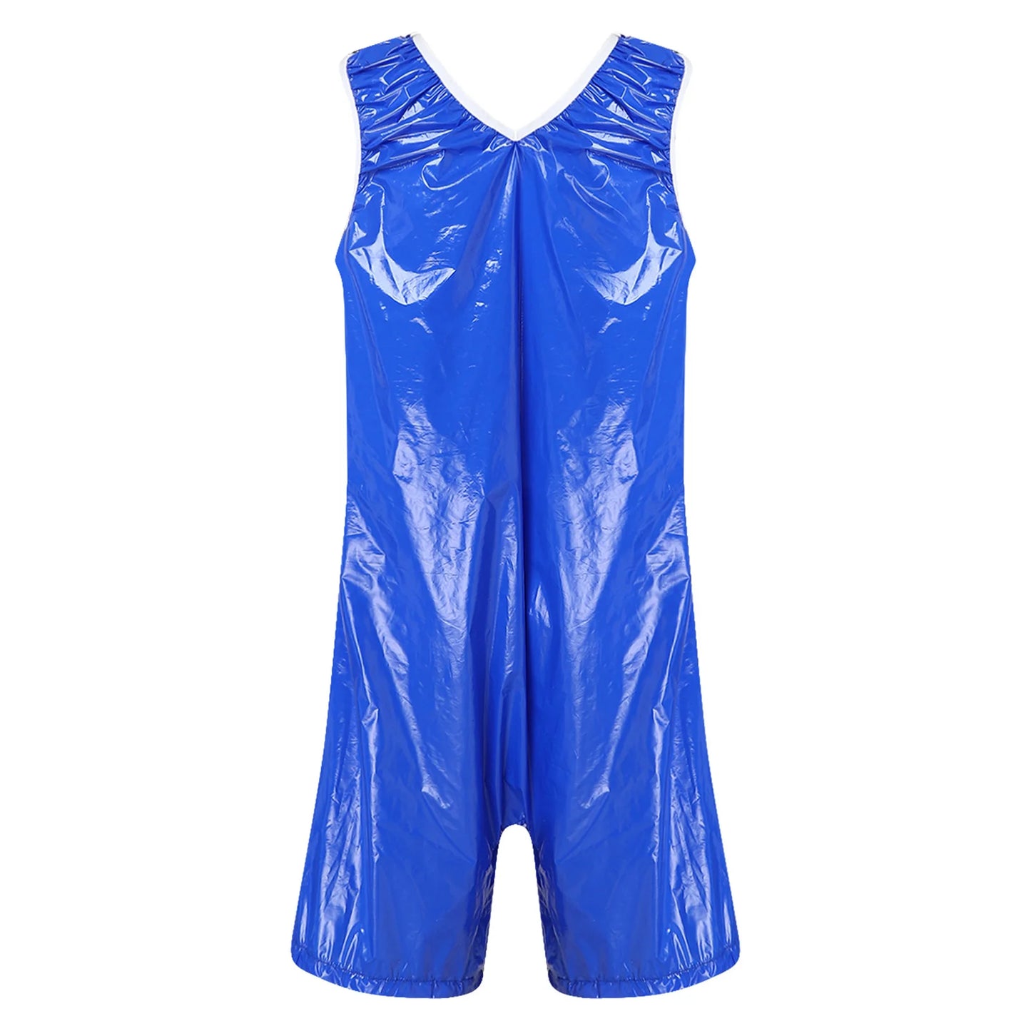 Womens Waterproof Rompers Adaptive Nightwear Glossy Sleeveless Buttons Crotch Bodysuit Sports Swimwear Special Needs Clothing