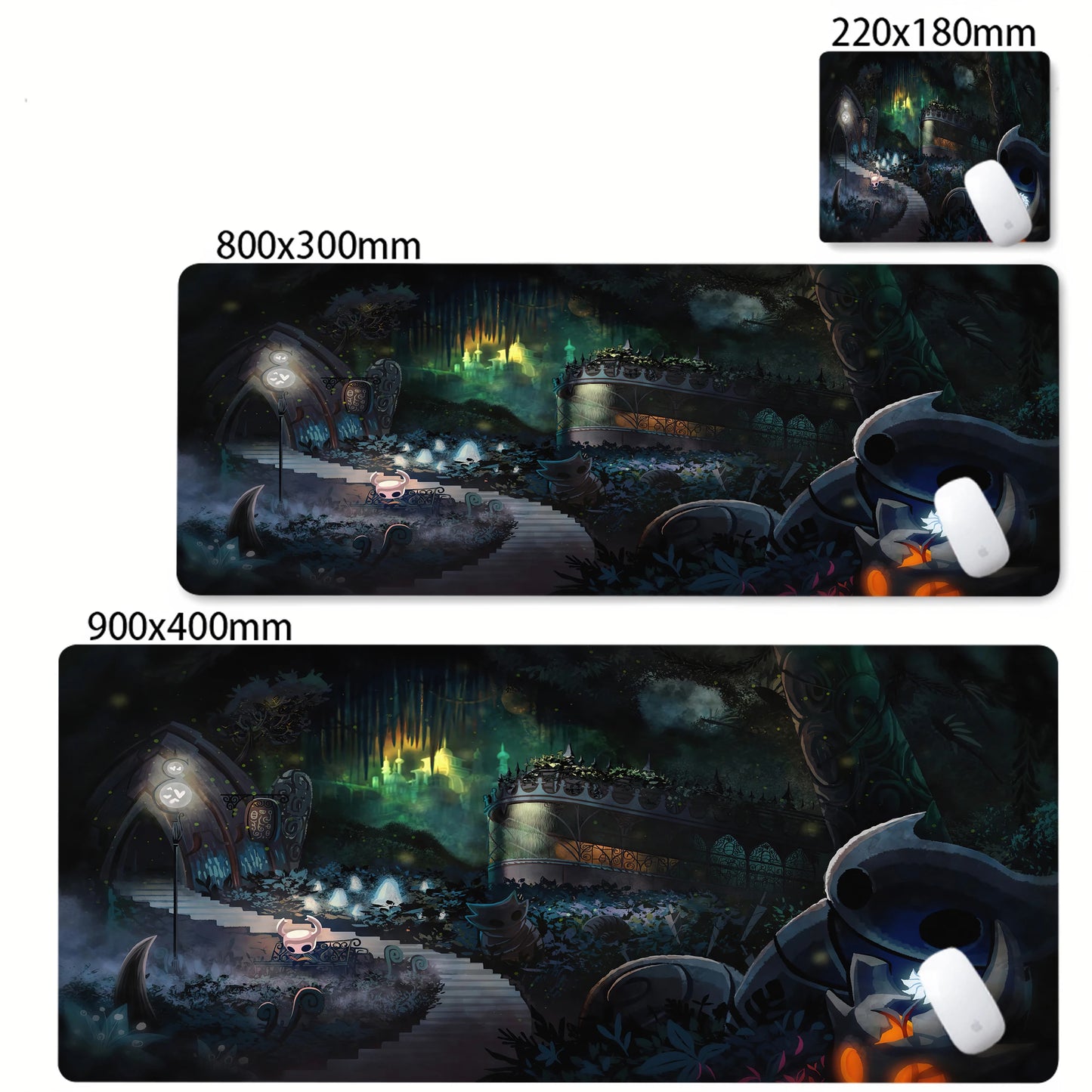 Gaming Mouse Pad Black And White Rubber Office Computer Mouse Mat Hollow Knight Anime Big Mousepad Gamers Desk Keyboard Mats