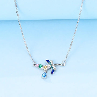 Luxury Necklace 925 Silver Original Sterling Zircon Dragonfly Butterfly Firefly Star Moon Chain Link For Women Wedding Jewelry