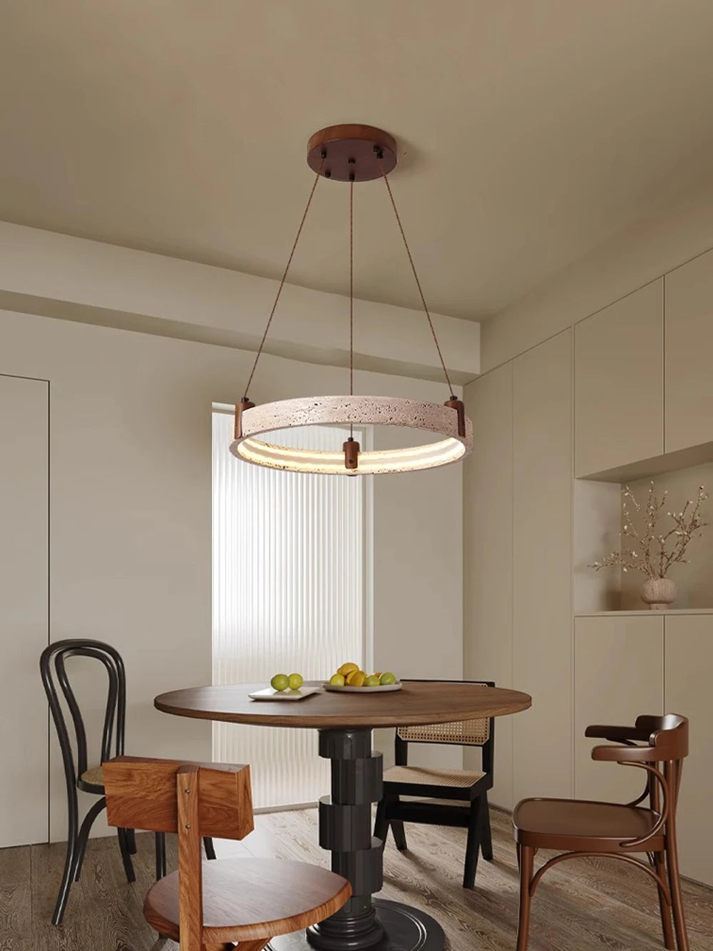 Artistic High-End Natural White Stone Dimming Function Wood Decoration Dining Room Living Room Exhibition Hall LED Modern