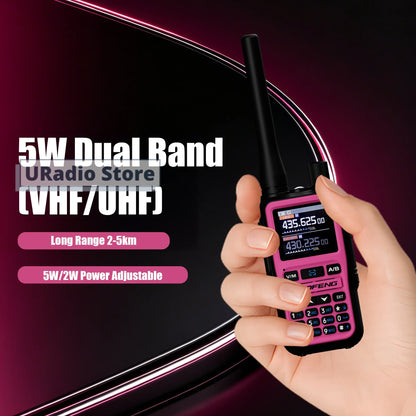 Baofeng UV-5R Mini Walkie Talkie BF-5R Mini Ham Two Way Radio Pink Dual Display USB-C 999 Channel AM For Camping Hiking Hunting