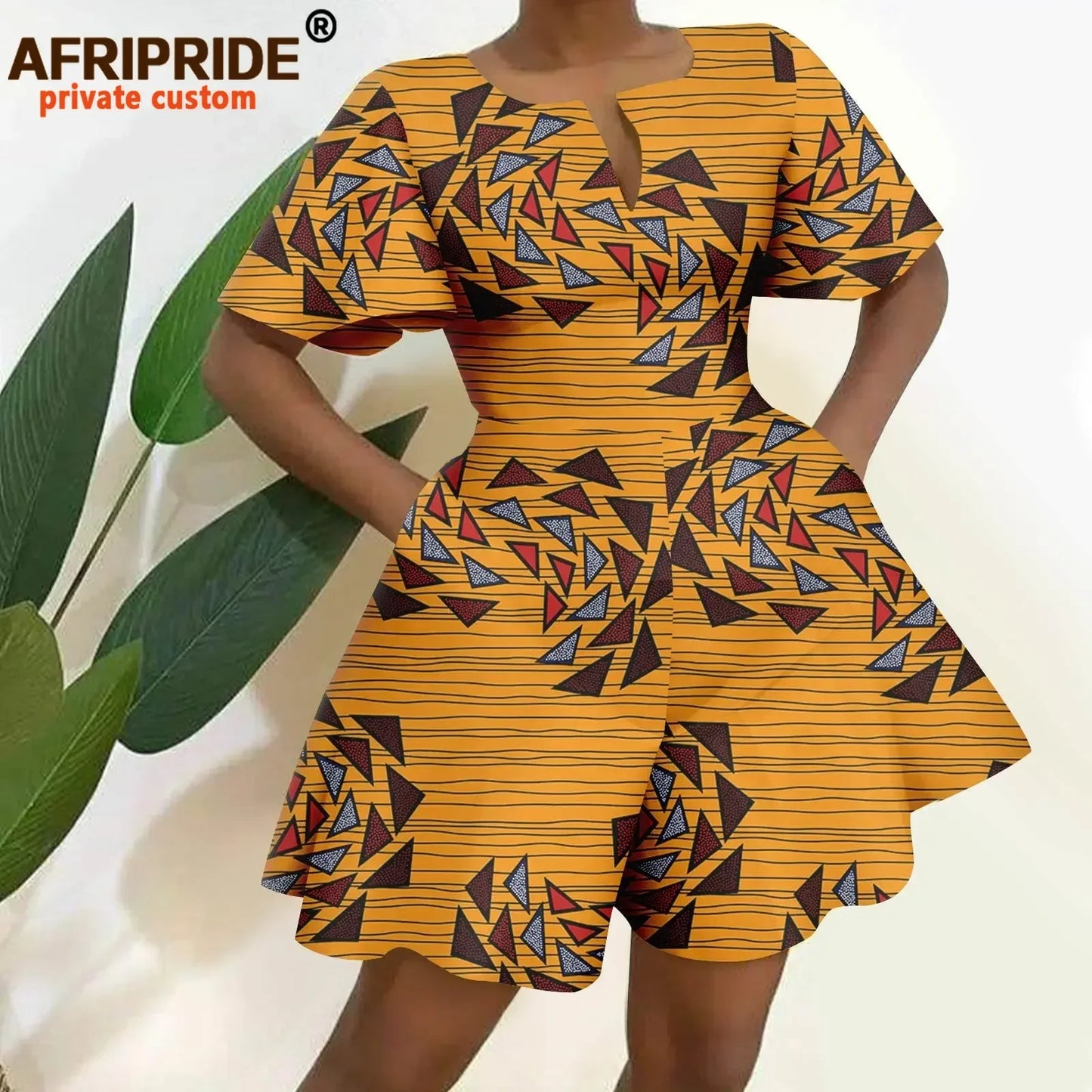 2026 African Clothes for Women Short Sleeve High Waist Print Jumpsuit Casual Cotton Summer Outfits Rompers Playsuits A2329001