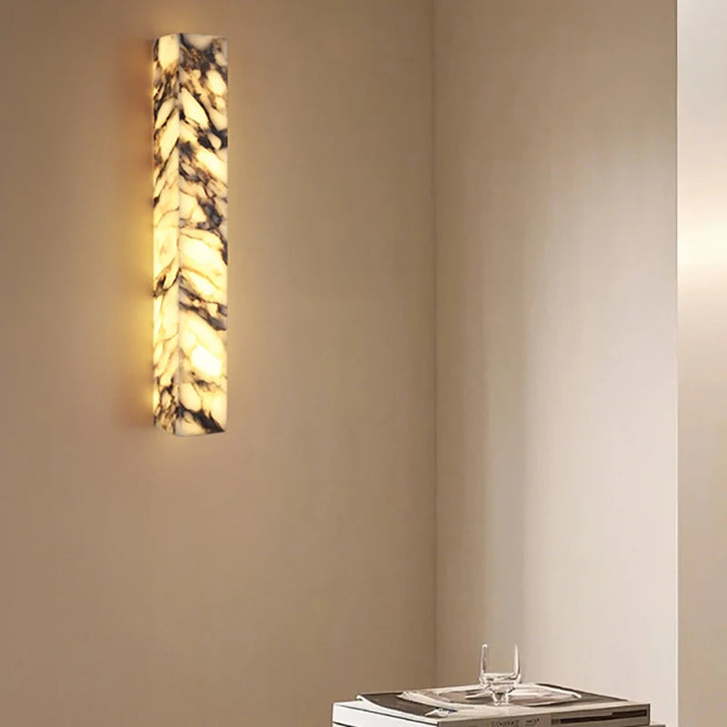 Cuboid Natural Marble Wall Lamp Art Design Dimmable Indoor Parlor Bedroom Stairs Bathroom Lighting