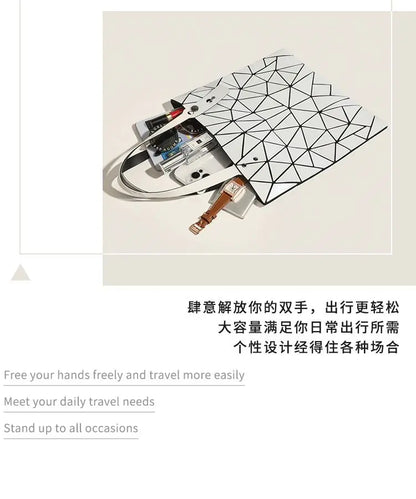 Luminous Bag Reflective Geometric Bags for Women 2024 Quilted Shoulder Bags Totes Female Handbags Bolsa Feminina Sac À Main