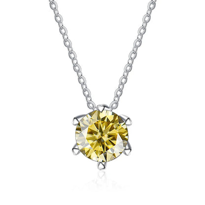 JoyceJelly 1CT VVS D Moissanite Necklace For Women Six Prong Simulated Diamond Pendant 925 Sterling Silver Wedding Fine Jewelry