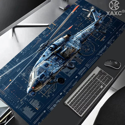 Rolling in the Sky: Professional Helicopter Cockpit Mouse Pad - XXL Gaming Desk Mat for Flight Simulator & Office XAXC