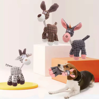 Interactive Cotton Rope Donkey Toy Grey/Brown Plush Sound Pet Training Game for Kittens And Dogs Creative Bite And Play Activity