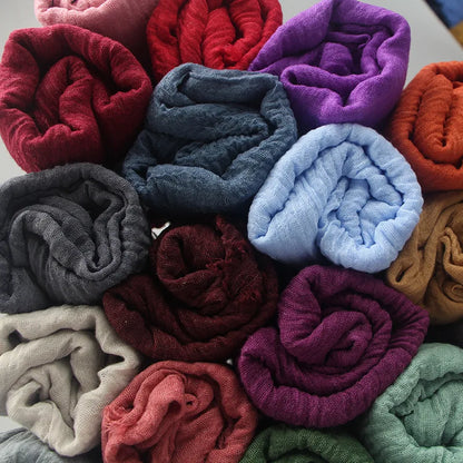Solid Color Women Cotton Linen Scarf Shawl Hijabs Muslim Headscarf Scarves Head Wraps Female Foulard Pashmina