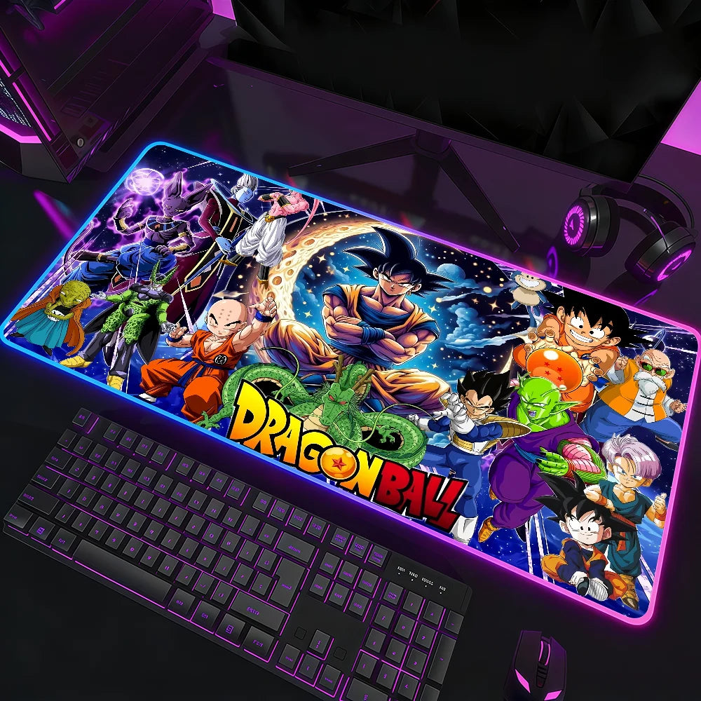 Anime D-DRAGON B-BALL Mouse Pad RGB LED Non-slip Desk Mat Rubber Gaming Accessories Large XXL Computer Office Keyboard Carpet