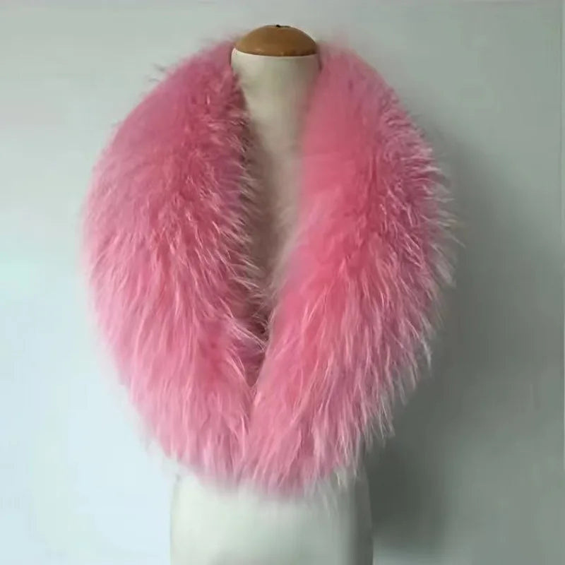 Raccoon Fur Collar Female Winter Fur Collar Coat Jacket Shawl Women Furry Fur Collar Scarves Neck Warmer Natural Fur Scarves