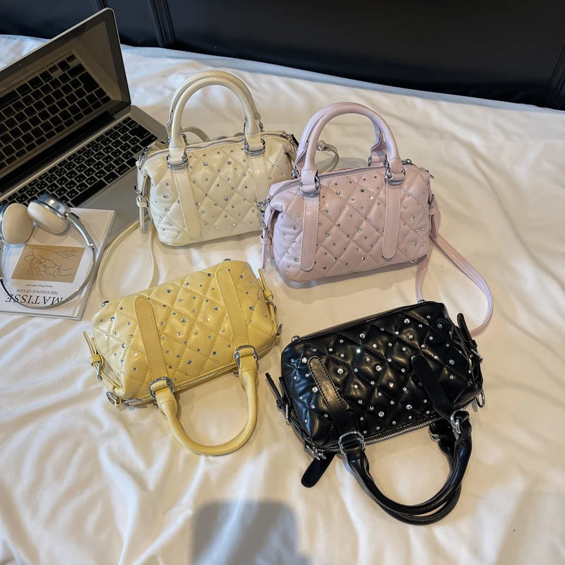 Light Luxury Rhinestone Women Handbags New Exquisite Fashion PU Leather Crossbody Bag Classic High Quality One Shoulder Pack