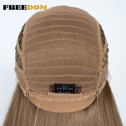 FREEDOM Synthetic Lace Front Wigs For Women Straight Hair Synthetic Lace Wigs 38 Inch Ombre Long Cosplay Wigs Blonde Pink Wig