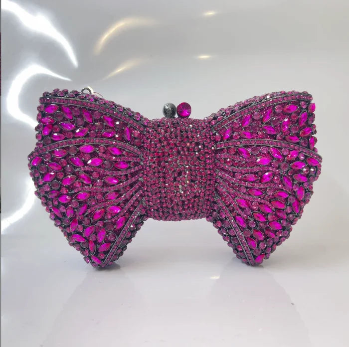 Newest Rhinestone Green/Black Clutch Purse Bow Luxury Diamond Women Red Evening Clutches Bags Wedding Bridal Bag Stones Handbags