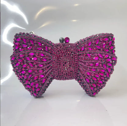 Newest Rhinestone Green/Black Clutch Purse Bow Luxury Diamond Women Red Evening Clutches Bags Wedding Bridal Bag Stones Handbags