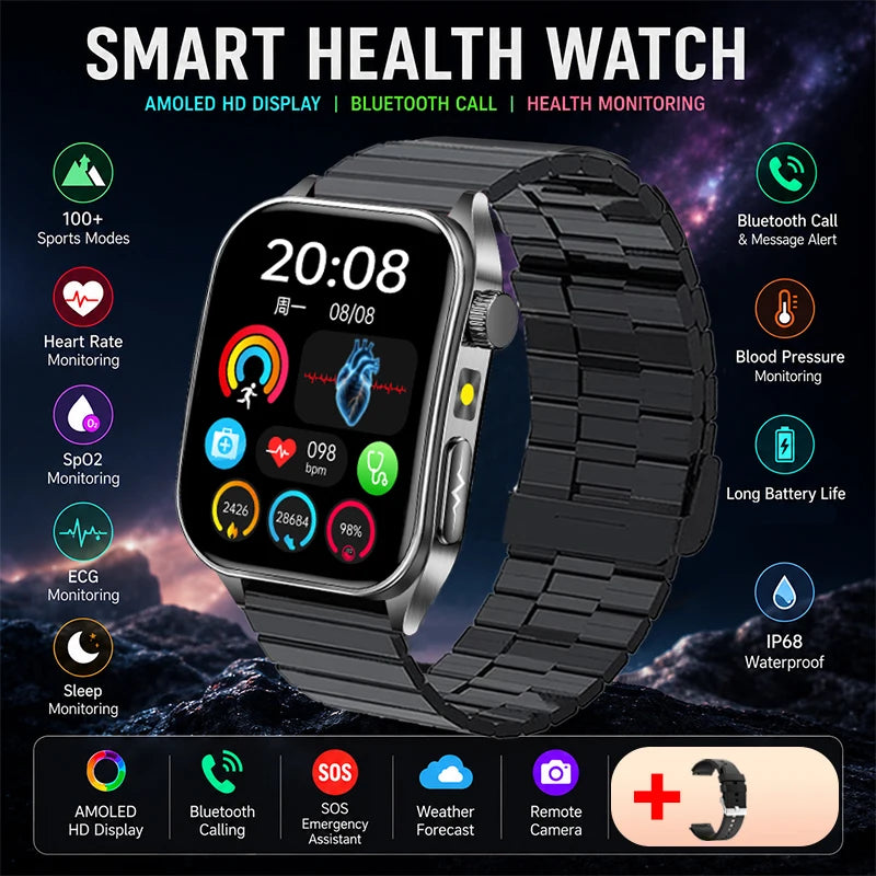 2026 New Health Smart Watch Laser Therapy Reduce Three Highs Blood Oxygen Pressure Uric Acid Blood Lipid ECG Smartwatch For Man