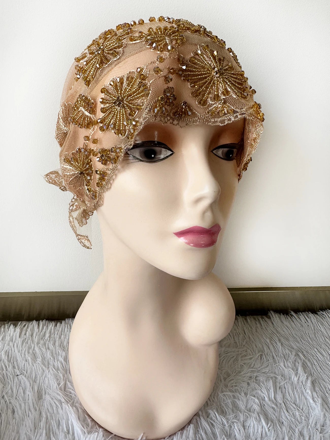 High Quality Lace handcrafted Beaded Turban Hat Female Head Wraps Caps Muslim Women Headscarf Bonnet Ready to Wear Inner Hijabs