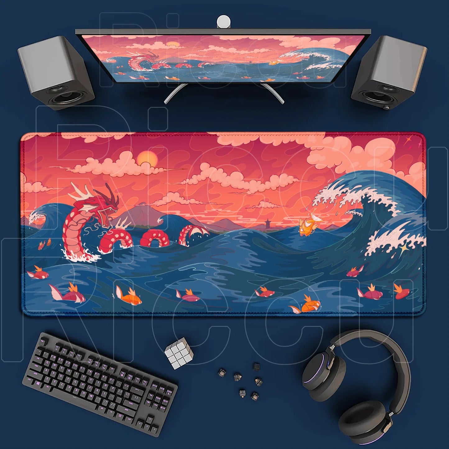 Gaming Anime P-Pokemons Gyarados Mousepad Large Non-slip Rubber Mouse Pad Gamer XXL 900x400mm Pc Keyboard Desk Mouse Mat Carpet