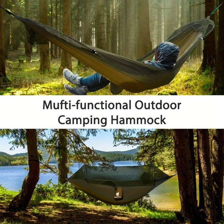 New Arrival Outdoor Double Hammock with Anti-flip Design, Automatic Speed Open Swing, Mosquito Net, Sunshade Canopy