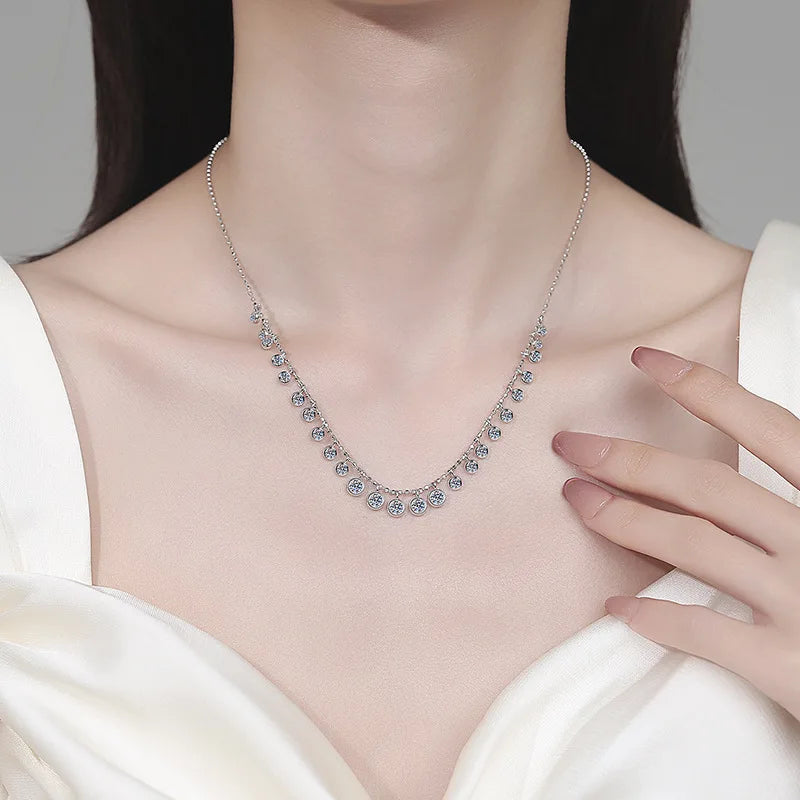EWYA 3 Claw All Round Cut Moissanite Tennis Necklace Women Man s925 Silver Full Lab Diamond Bridal Party Link Neck Chain Gift