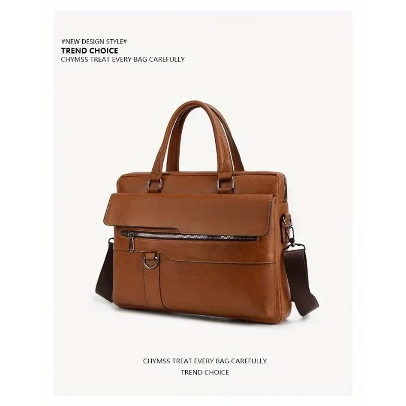 PU Business Briefcase - A Lightweight Cross-body Bag with Ample Capacity, Perfect for Daily Commuting.