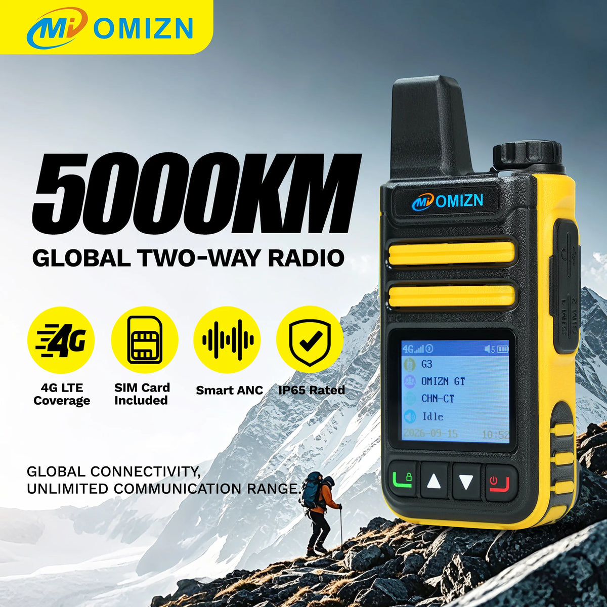 OMIZN Walkie Talkie 4G Global Signal Radio 5000 Km POC Radios Long Range Camping Waterproof IP65 Portable Distance Calling G3