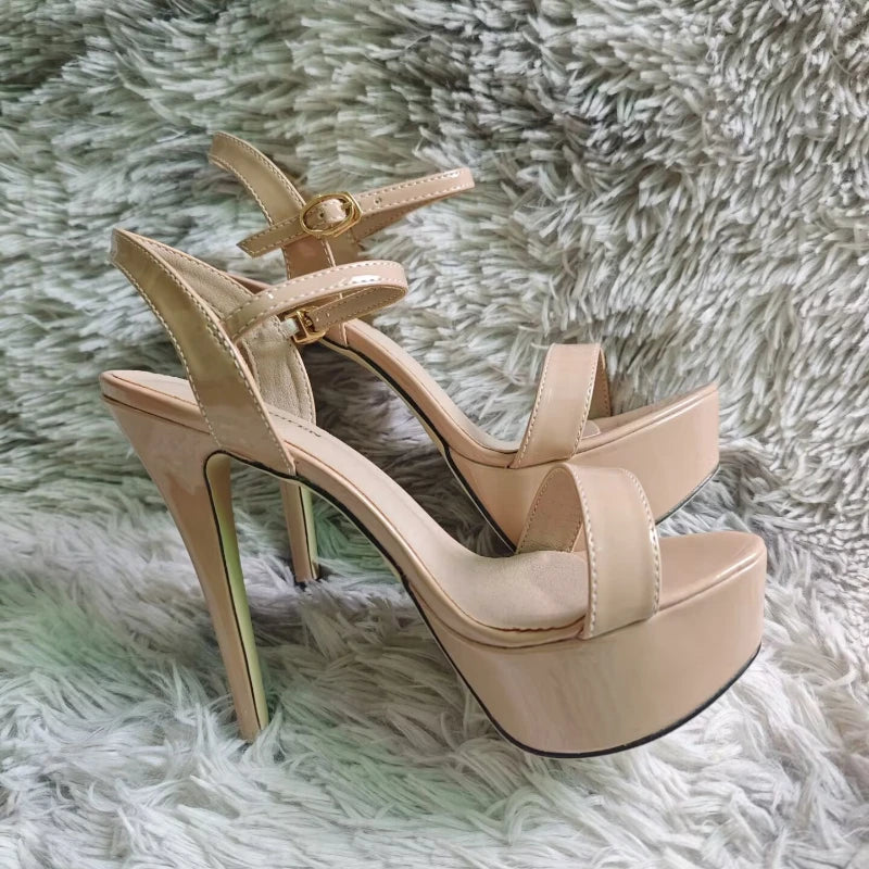 Women Peep Toes Sandals Stiletto Sexy Pumps Luxury Club 14cm Elegant Platform High Heels Nighclub Party Wedding Jazz Dance Shoes