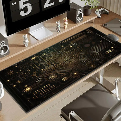 Black Circuit Board Pattern Mouse Pad Large Computer Office Table Mats Rubber Anti-slip Gaming Keyboard Mousepads Long Desk Pads
