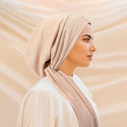2026 New Solid Color Turban Hijab Hats Long Tail Head Wraps Elastic Muslim Hats Breathable Chemo Cap For Women Girls