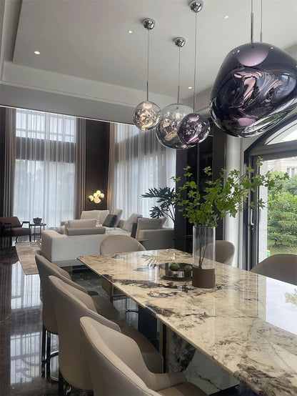 Nordic LED Pendant Lights Creative Restaurant Living Room Bedside Loft Indoor Chandelier Decoration Glass Hanging Light Fixture