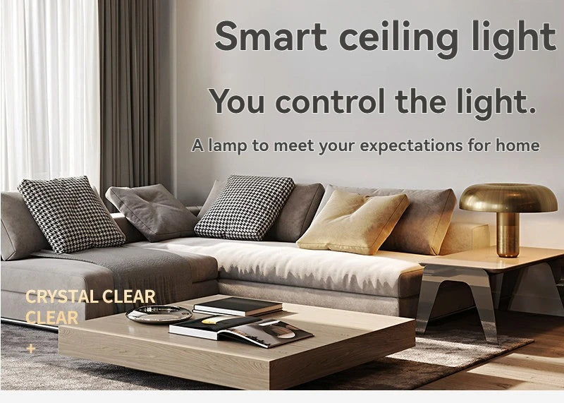 LED Ceiling Light with Spotlights Dimmable Remote Control Modern Living Room Lamp Fandelier Chandelier Smart Lighting