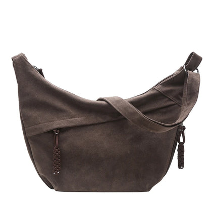 Retro Crossbody Messenger Bags For Women Faux Suede Pure Color Big Capacity Shoulder Hobo Bag 2025 Winter Latest Ladies Handbags