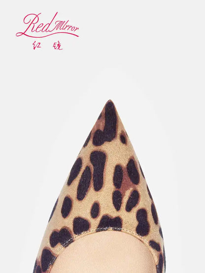 Elegant Women Heeled Luxury Brand Leopard Print Heels 2026 Trend Red Shiny Bottoms Pointed Toe Pumps Prom Ladies Shoes Women 8cm