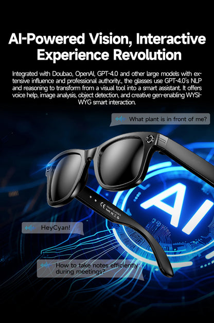 New 8MP Camera Smart Glasses Photography Video AI Intelligent Interactive Translation Call Smart Sunglasses Men Women Eyeglass