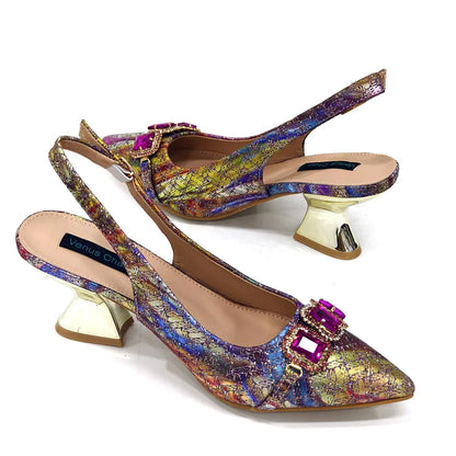 Newest Style Teal Sky Color Platform Design Peep Toe Ladies Shoes Matching Bag Set For Mature Women Heel Party Pump